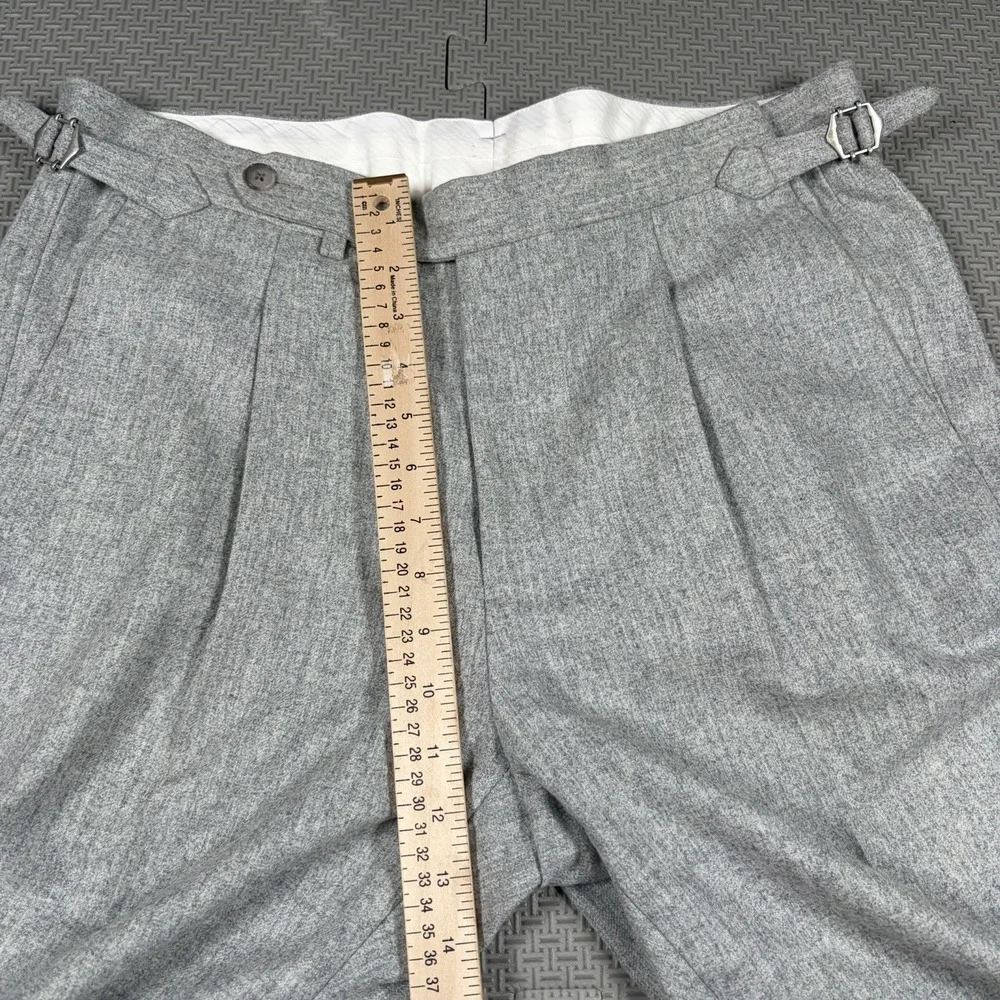 SuitSupply Gray Wool Vigo ZC Side Tab Dress Mens Pleated Pants Vitale Barberis